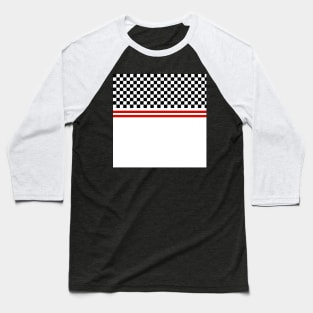 Black and White Racer Stripe Checkerboard Baseball T-Shirt